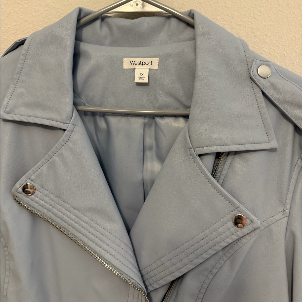Westport Sky Blue Leather Jacket - Picture 4 of 9